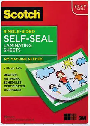LS854SS-10 Scotch Self-Sealing Laminating Sheets, 6.0 mil, 8 1/2 x 11, 10/Pack