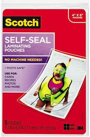 PL900G Scotch Self-Sealing Laminating Pouches, 9.5 mil, 4 3/8 x 6 3/8, Photo Size, 5/Pack