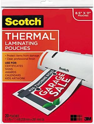 TP3854-20 Scotch Letter size thermal laminating pouches, 3 mil, 11 1/2 x 9, 20/pack