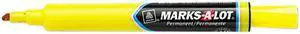 Marks-A-Lot 08882 Permanent Marker, Large Chisel Tip, Yellow, Dozen