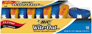 BIC WOTAP10 - Wite-Out EZ Correct Correction Tape, Non-Refillable, 1/6" x 472", 10/Box