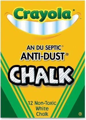 Crayola 50-1402 Nontoxic Anti-Dust Chalk, White, 12 Sticks/Box