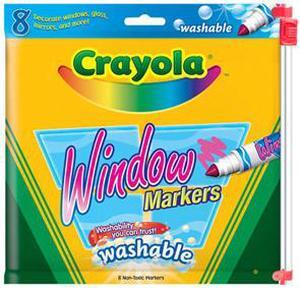 Crayola 58-8165 Washable Window FX Markers, Conical Tip, Assorted Colors, 8/Pack