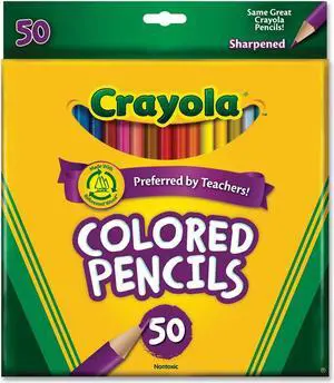 Crayola 68-4050 Long Barrel Colored Woodcase Pencils, 3.3 mm, 50 Assorted Colors/Set