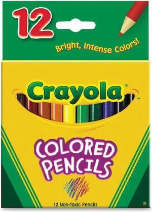 Crayola 68-4112 Short Barrel Colored Woodcase Pencils, 3.3 mm, 12 Assorted Colors/Set