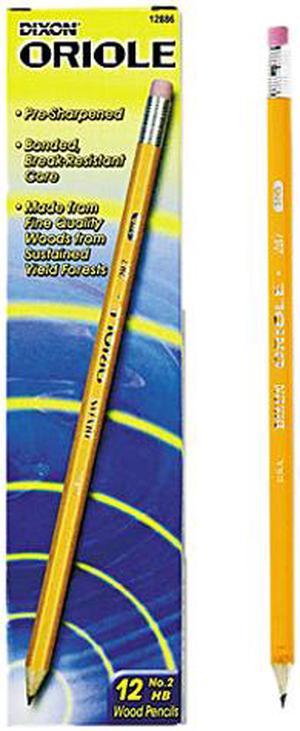 Dixon 12886 Oriole Woodcase Pre-Sharpened Pencil, HB #2, Yellow Barrel, 12/Pack