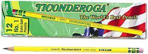 Dixon 13881 Ticonderoga Woodcase Pencil, B #1, Yellow Barrel, Dozen