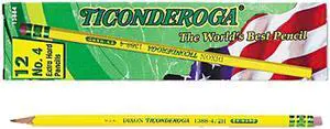 Dixon 13884 Ticonderoga Woodcase Pencil, 2H #4, Yellow Barrel, Dozen