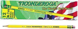 Dixon 13885 Ticonderoga Woodcase Pencil, F #2.5, Yellow Barrel, Dozen