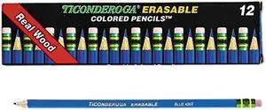 Ticonderoga 14209 Ticonderoga Erasable Colored Pencils, 2.6 mm, Blue Lead/Barrel, Dozen Ticonderoga 14209 Ticonderoga Erasable Colored Pencils, 2.6 mm, Blue Lead/Barrel, Dozen