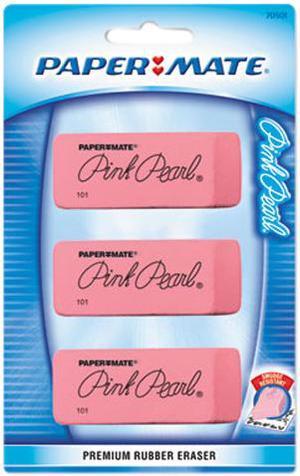 Paper Mate 70501 Pink Pearl Eraser, Large, 3/Pack