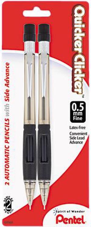 Pentel PD345BP2-K6 Quicker Clicker Mechanical Pencil, 0.50 mm, Smoke, 2/Pk