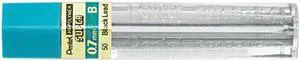 Pentel 50-B Super Hi-Polymer Lead Refills, 0.7mm, B, Black, 12/Pack