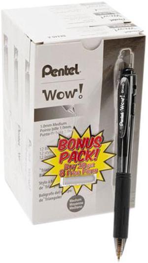 Pentel BK440ASW-US WOW! Ballpoint Retractable Pen, Black Ink, Medium, 36 per Pack