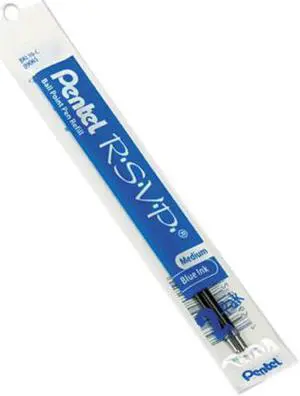 Pentel BKL10-C Refill for R.S.V.P. Ballpoint, Razzle-Dazzle, Moonz, Cubix, Med, Blue Ink,2/Pack
