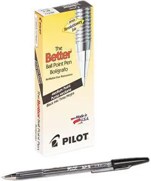 Pilot 35711 Better Ballpoint Stick Pen, Black Ink, Medium, Dozen