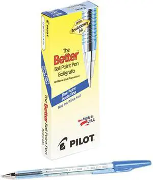 Pilot 36011 Better Ballpoint Stick Pen, Blue Ink, Fine, Dozen