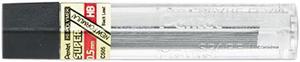 Pentel C505-HB Super Hi-Polymer Lead Refills, 0.5mm, HB, Black, 12 Leads/Tube