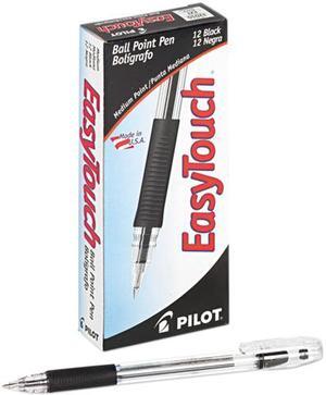 Pilot EasyTouch Stick Ballpoint Pen, Clear Barrel, Black Ink, Med Pt, 1.0 mm (Dozen)