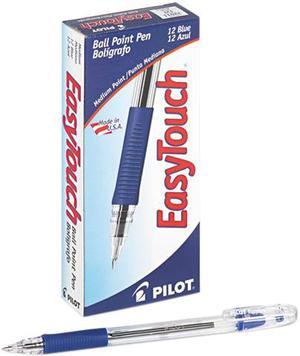 Pilot EasyTouch Stick Ballpoint Pen, Clear Barrel, Blue Ink, Med Pt, 1.0 mm (Dozen)