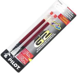 Pilot 77242 Refill for G2 Gel, Dr. Grip Gel/Ltd, ExecuGel G6, Q7, Fine Tip, Red, 2/Pack