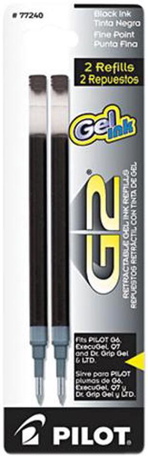 Pilot 77240 Refill for G2 Gel, Dr. Grip Gel/Ltd, ExecuGel G6, Q7, Fine Tip, Black, 2/Pack