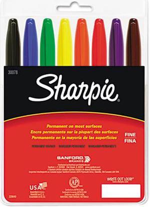 Sharpie 38250PP Assorted 8-Color Chisel Tip Permanent Marker Set
