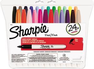 Sharpie 75846 Permanent Markers, Fine Point, Assorted, 24/Set