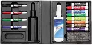 EXPO 80054 Low-Odor Dry Erase Marker, Eraser & Cleaner, Chisel/Fine, 12/Set