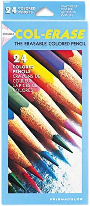 Prismacolor 20517 ColErase Colored Woodcase Pencils w Eraser 24 Assorted ColorsSet