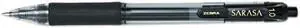 Zebra 46610 Sarasa Roller Ball Retractable Gel Pen, Black Ink, Bold, Dozen