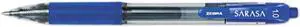 Zebra 46620 Sarasa Roller Ball Retractable Gel Pen, Blue Ink, Bold, Dozen