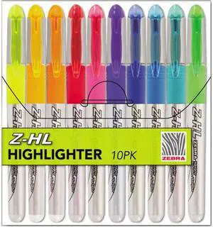 Zebra 71111 Zazzle Brights Hghlghtr, Chisel Tip, Assorted Colors, 10/Set