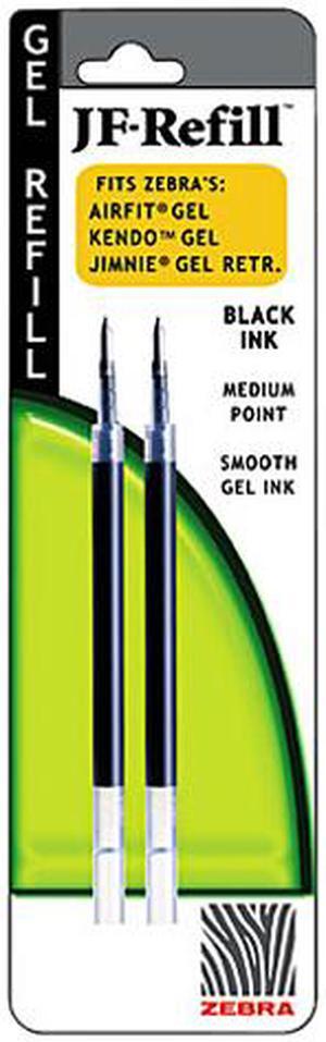 Zebra 87012 JF Refill for Jimnie Gel RT/Airfit Gel/Kendo Gel Roller Ball, Med,BLK,2/Pack