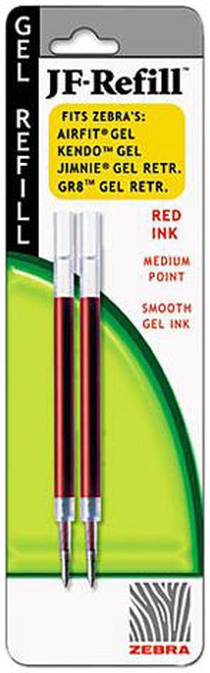 Zebra 87032 JF Refill for Jimnie Gel RT/Airfit Gel/Kendo Gel Roller Ball, Med,Red,2/Pack