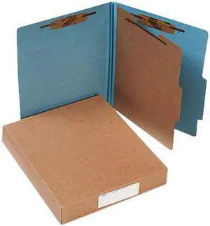 Acco 15024 Pressboard 25-Pt. Classification Folders, Letter, Four-Section, Sky Blue, 10/Box