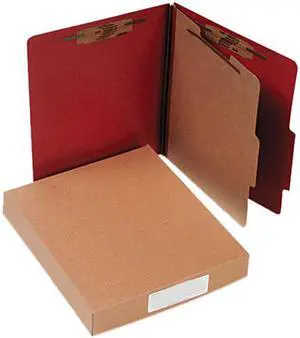 Acco 15034 Pressboard 25-Pt. Classification Folder, Letter, Four-Section, Earth Red, 10/Box