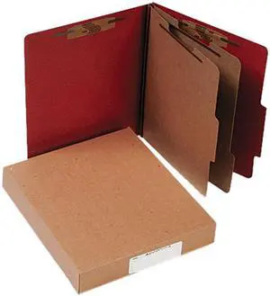Acco 15036 Pressboard 25-Pt. Classification Folder, Letter, Six-Section, Earth Red, 10/Box