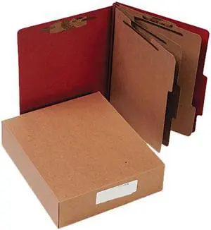 Acco 15038 Pressboard 20-Pt. Classification Folder, Letter, 8-Section, Earth Red, 10/Box