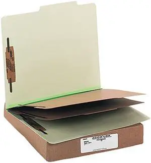 Acco 15046 Pressboard 25-Pt. Classification Folder, Letter, Six-Section, Leaf Green, 10/Box