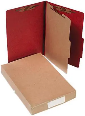 Acco 16034 Pressboard 25-Pt. Classification Folder, Legal, Four-Section, Earth Red, 10/Box