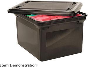 Advantus 34052 File Tote Storage Box w/Lid, Legal/Letter, Plastic, Black