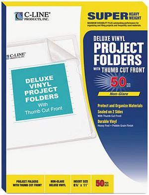 C-Line 61027 11 x 8 1/2 Super Heavy Weight Top-Loading Clear Vinyl Sheet  Protector with Tuck-In Flap - 10/Pack