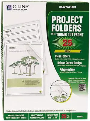 C-line 62627 Biodegradable Project Folders, Polypropylene, Letter Size, 25/Box