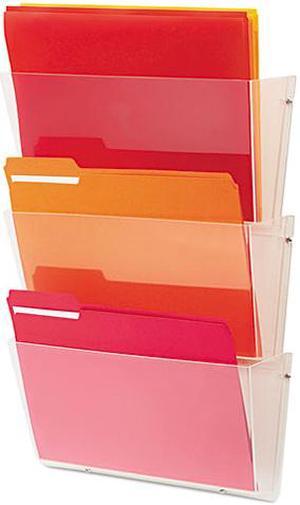 Deflect-o 63601RT Unbreakable Wall File Set, Letter, Three Pocket, Clear