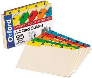Oxford 04635 Laminated Index Card Guides, Alpha, 1/5 Tab, Manila, 4 x 6, 25/Set