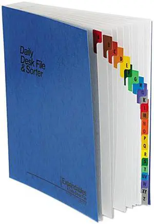 Pendaflex 11015 Expandable Desk File, A-Z Index, Letter Size, Acrylic-Coated PressGuard, Blue