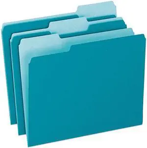 Pendaflex 1521/3TEA Two-Tone File Folders, 1/3 Cut Top Tab, Letter, Teal/Light Teal, 100/Box