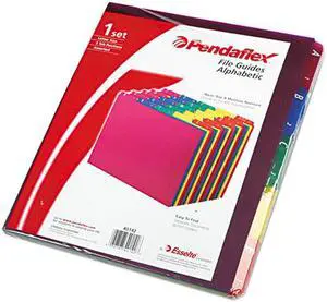 Pendaflex 40142 Top Tab File Guides, Alpha, 1/5 Tab, Polypropylene, Letter, 25/Set