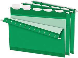 Pendaflex 42626 Ready-Tab Reinforced Hanging Folders, 1/5 Tab, Letter, Bright Green, 25/Box